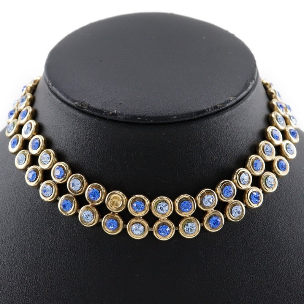 Salvatore Ferragamo Gancini Choker Gold / Blue Plated Gold/Rhinestone